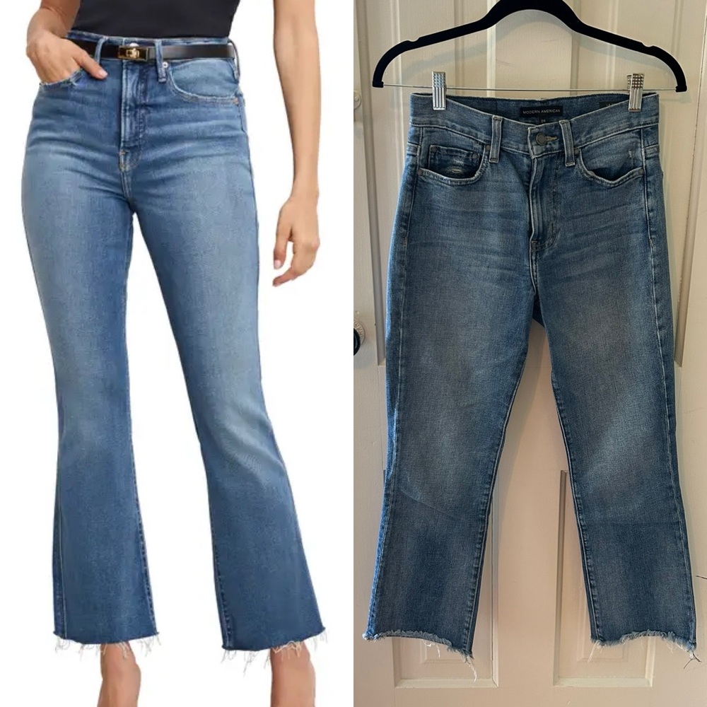 Modern American cropped boot ankle fray jeans